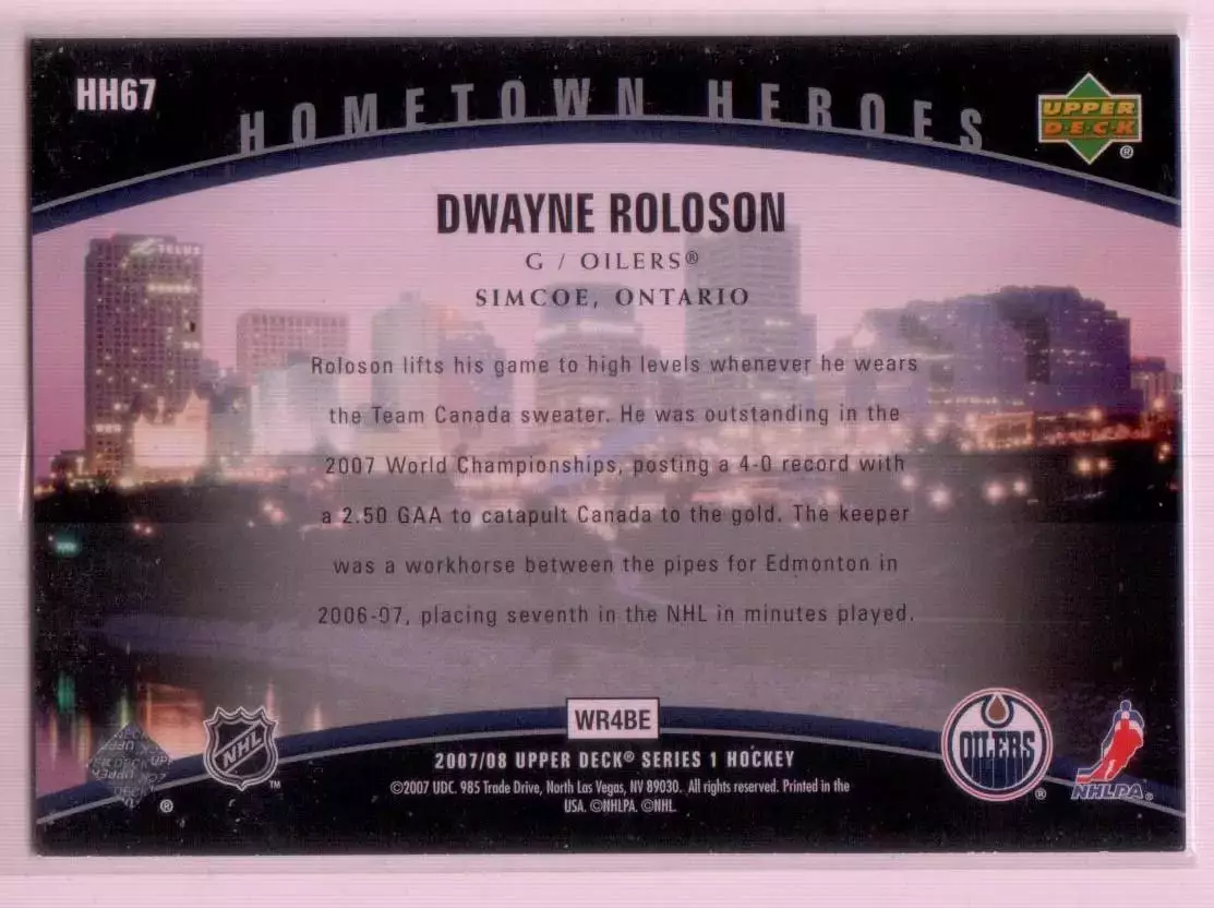 2007-08 Upper Deck Hometown Heroes #HH67 Dwayne Roloson 1
