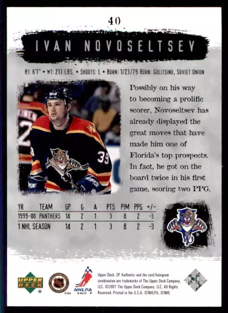2000-01 SP Authentic #40 Ivan Novoseltsev 1