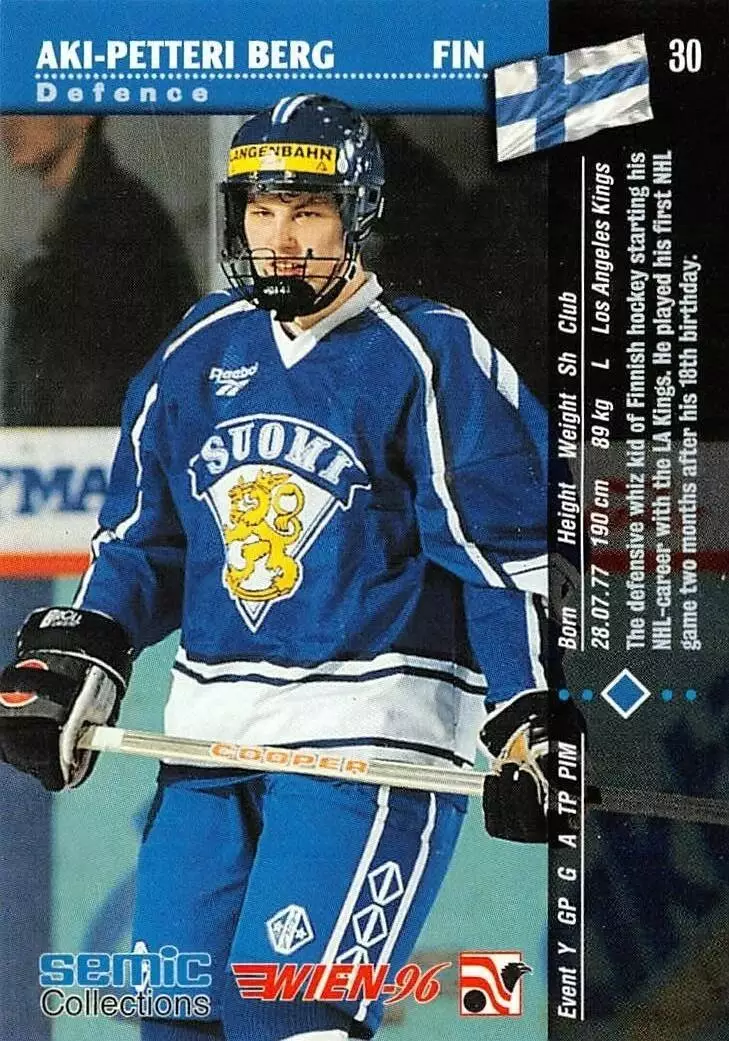 1996 Swedish Semic Wien #30 Aki Berg 1