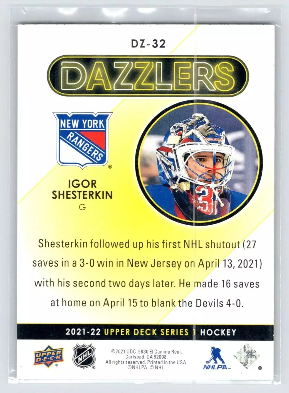 2021-22 Upper Deck Dazzlers #DZ32 Igor Shesterkin 1