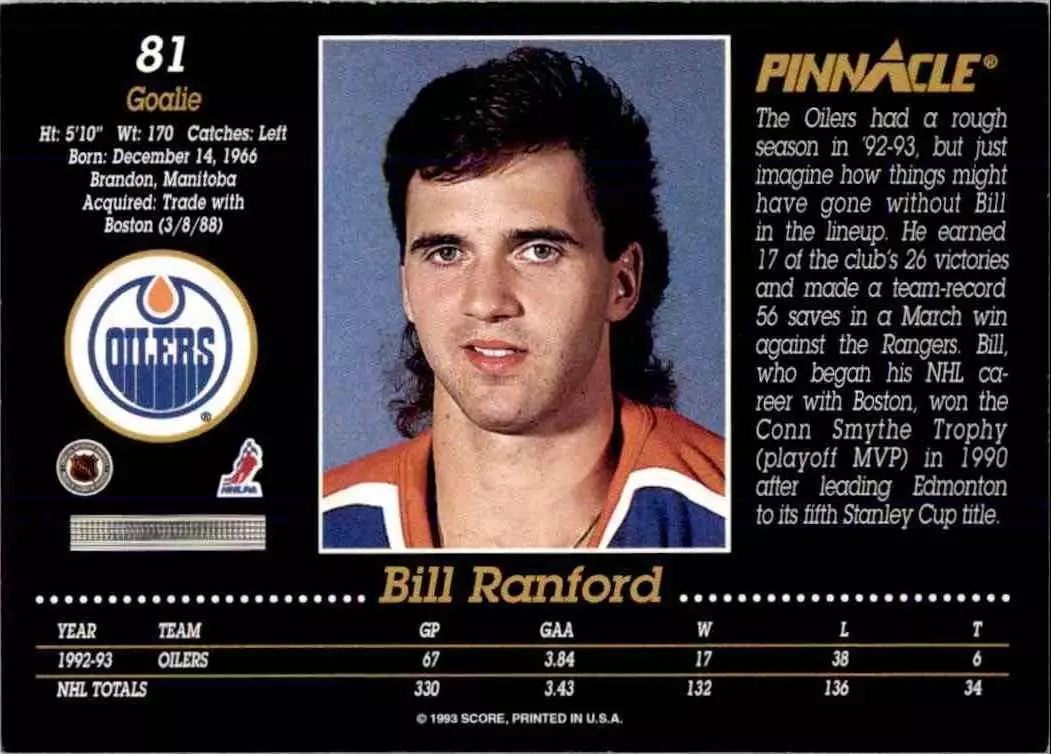 1993-94 Pinnacle #81 Bill Ranford 1