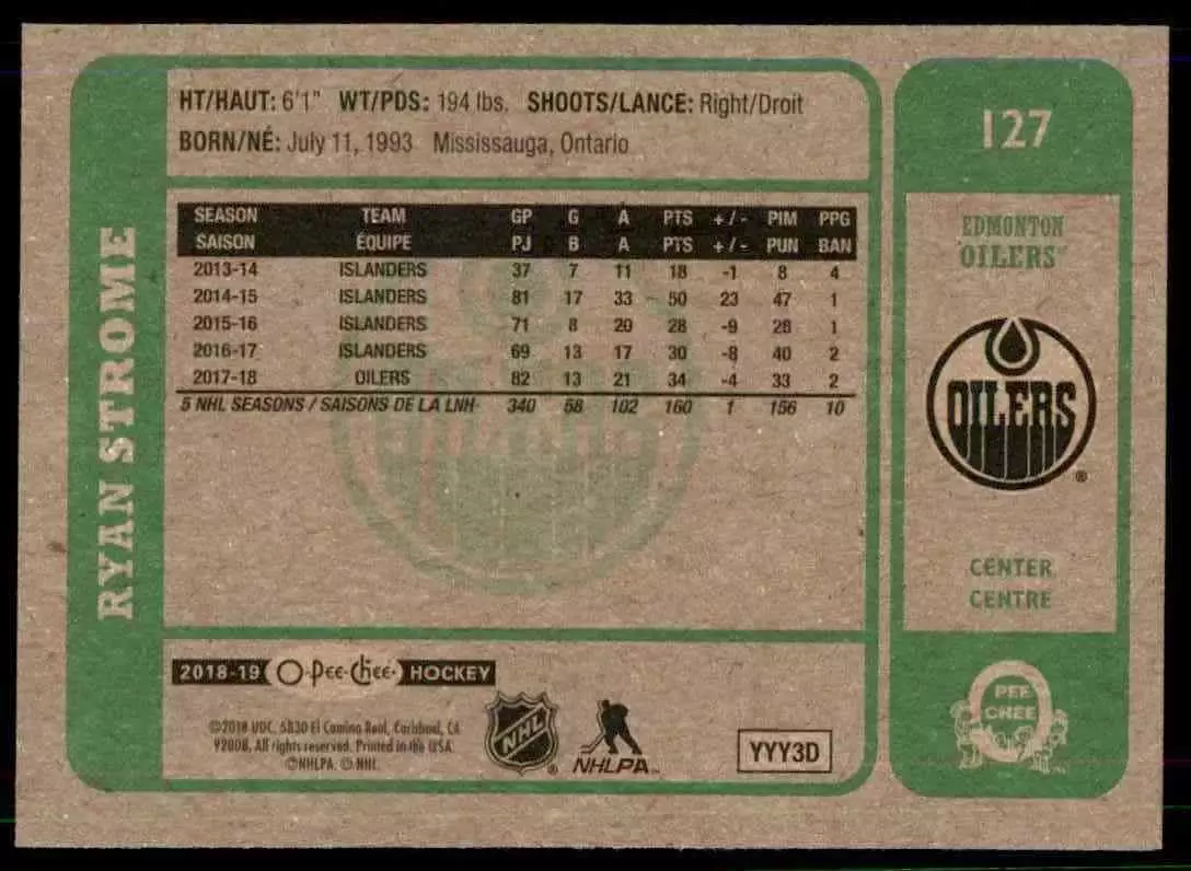 2018-19 O-Pee-Chee Retro #127 Ryan Strome 1