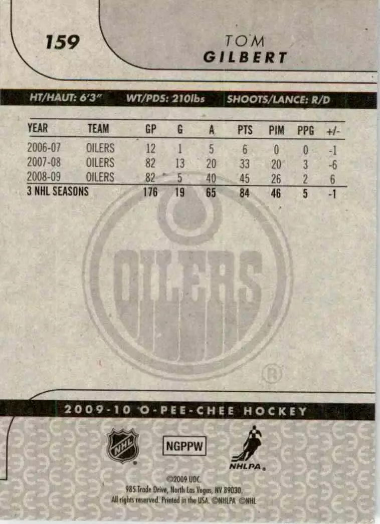 2009-10 O-Pee-Chee #159 Tom Gilbert 1