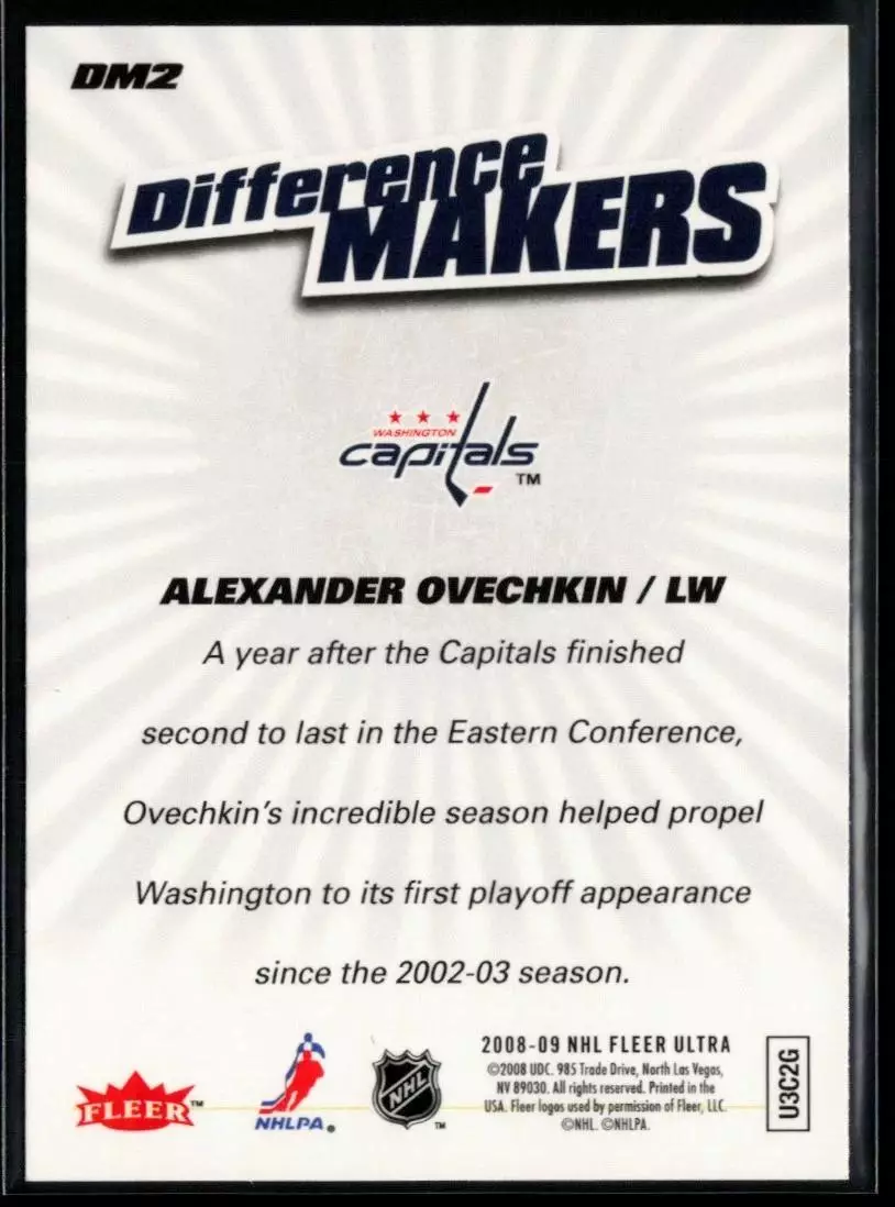2008-09 Ultra Difference Makers #DM2 Alexander Ovechkin 1