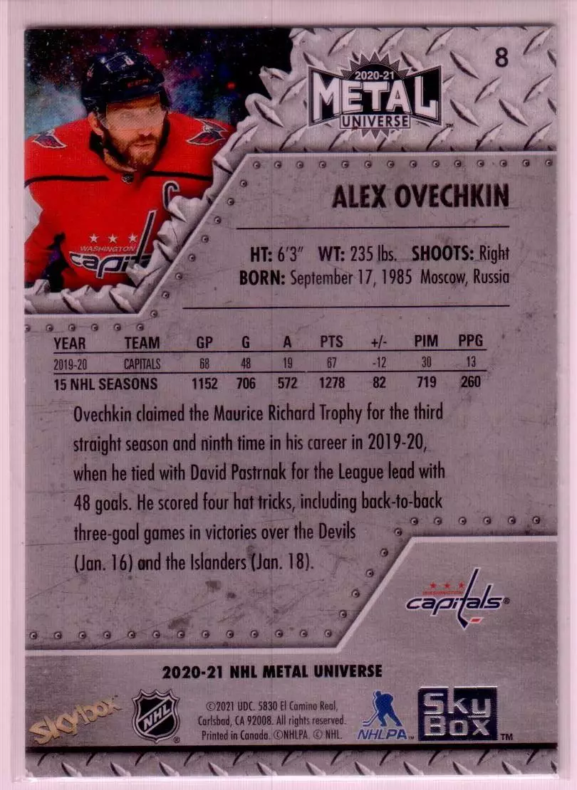 2020-21 Metal Universe #8 Alex Ovechkin 1