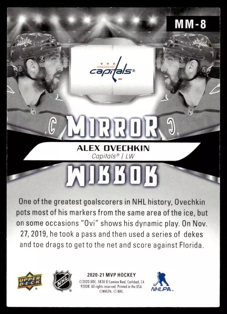 2020-21 Upper Deck MVP Mirror Mirror #MM8 Alex Ovechkin 1