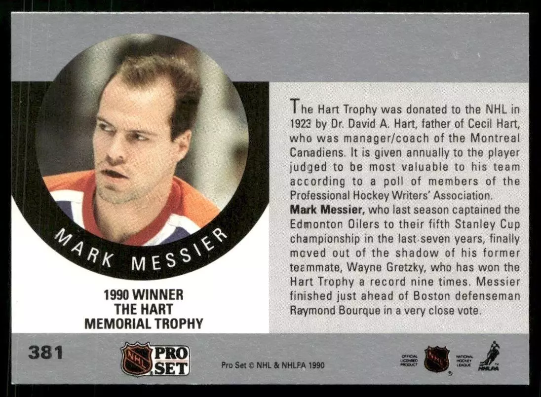 1990-91 Pro Set #381 Mark Messier Hart 1