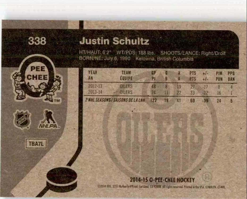2014-15 O-Pee-Chee Retro #338 Justin Schultz 1