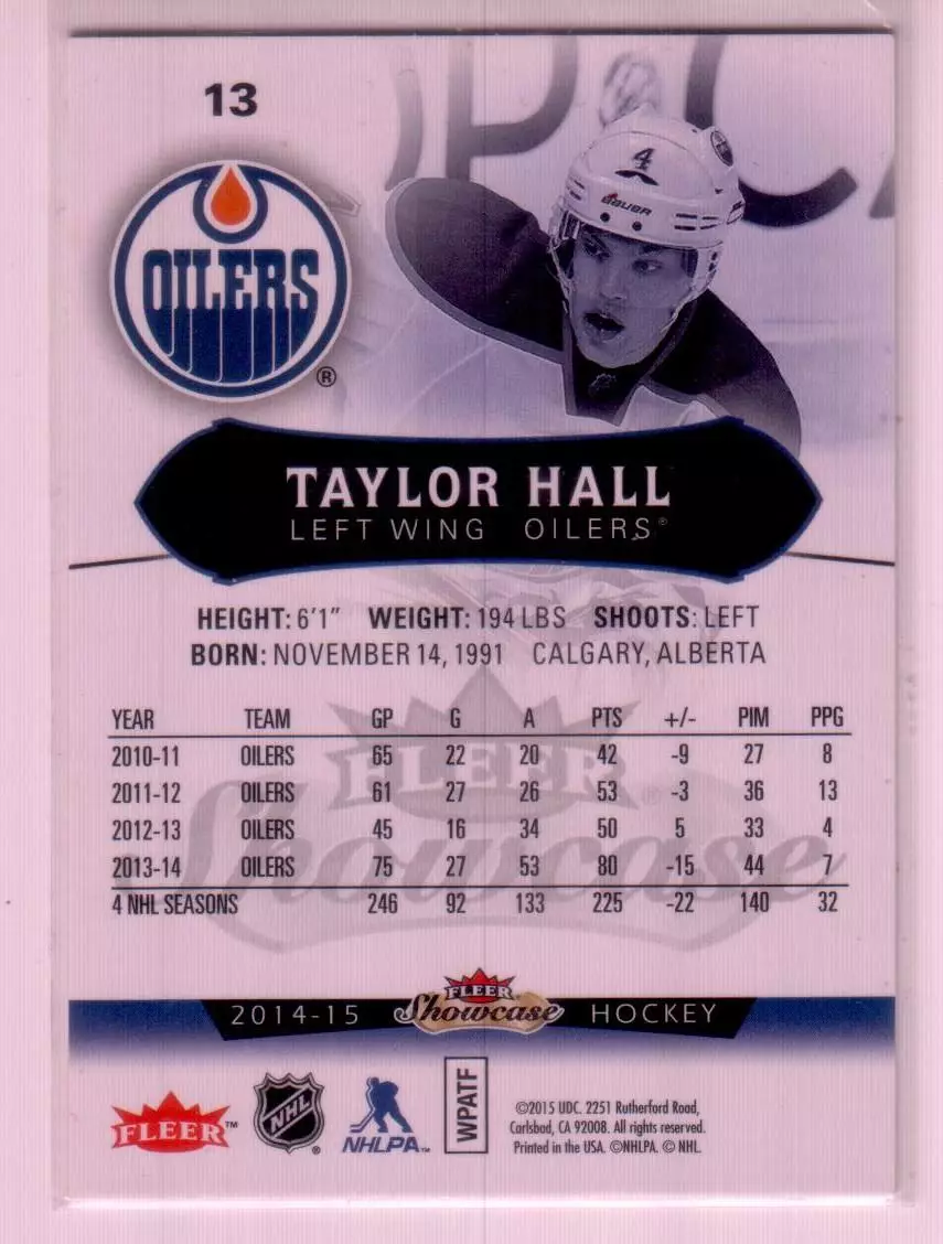 2014-15 Fleer Showcase #13 Taylor Hall 1