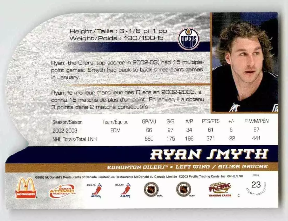 2003-04 McDonald's Pacific #23 Ryan Smyth 1