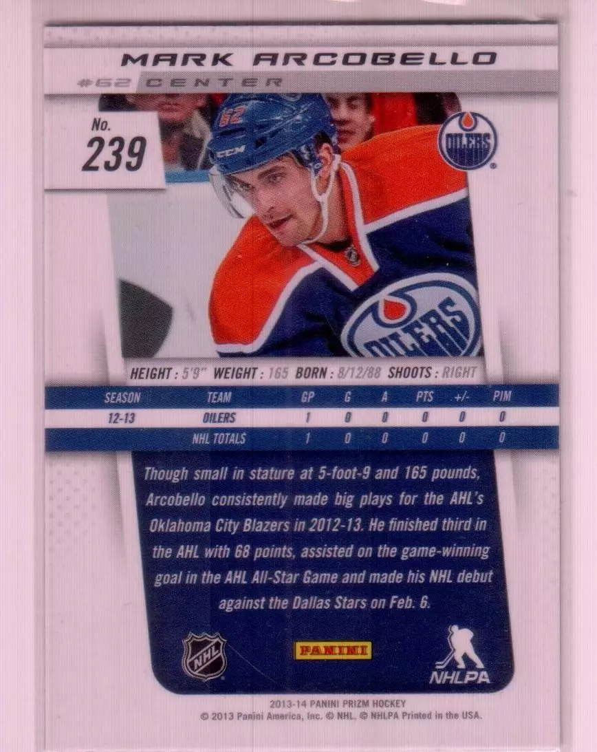 2013-14 Panini Prizm #239 Mark Arcobello RC 1