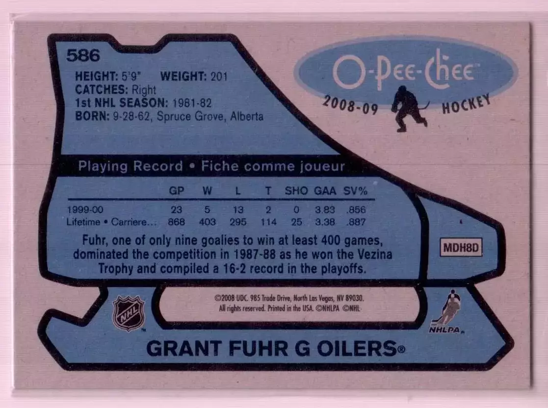 2008-09 O-Pee-Chee 1979-80 Retro #586 Grant Fuhr 1