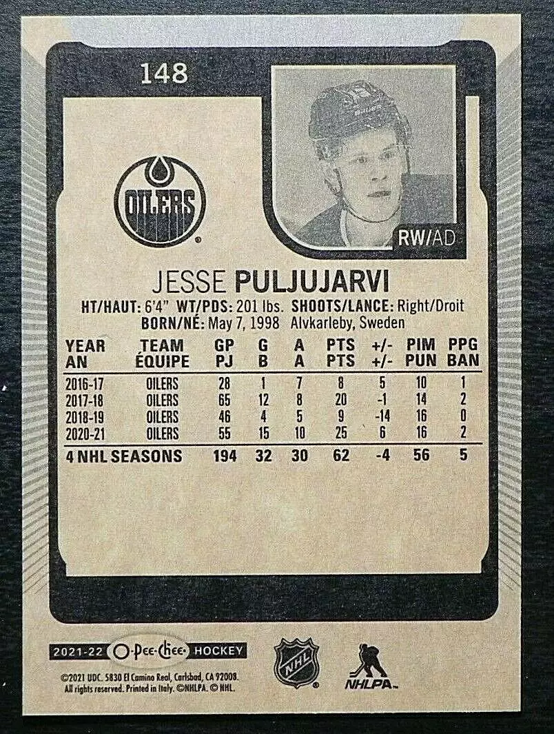 2021-22 O-Pee-Chee #148 Jesse Puljujarvi 1