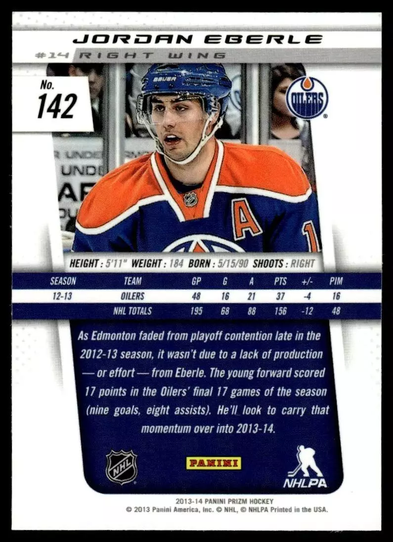 2013-14 Panini Prizm #142 Jordan Eberle 1