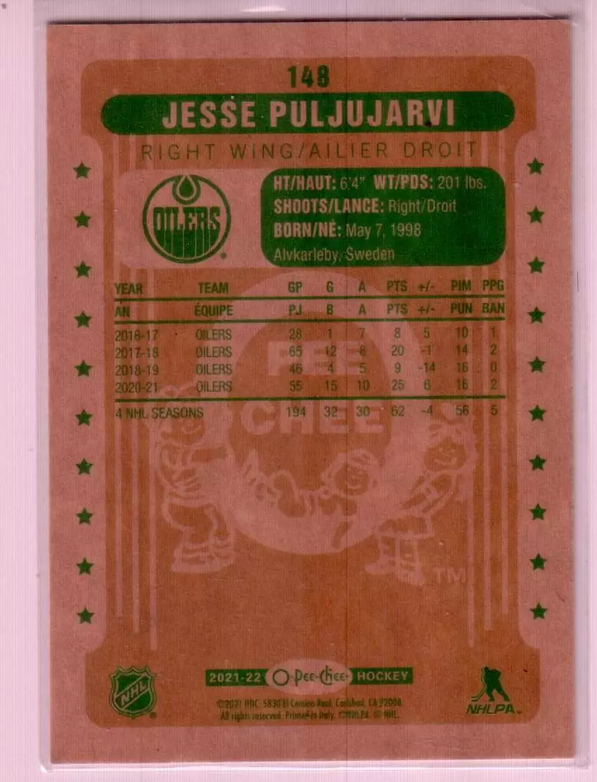 2021-22 O-Pee-Chee Retro #148 Jesse Puljujarvi 1