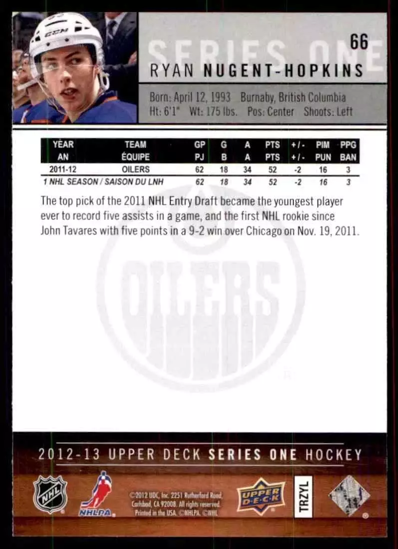 2012-13 Upper Deck #66 Ryan Nugent-Hopkins 1