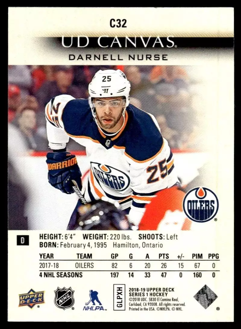 2018-19 Upper Deck Canvas #C32 Darnell Nurse 1