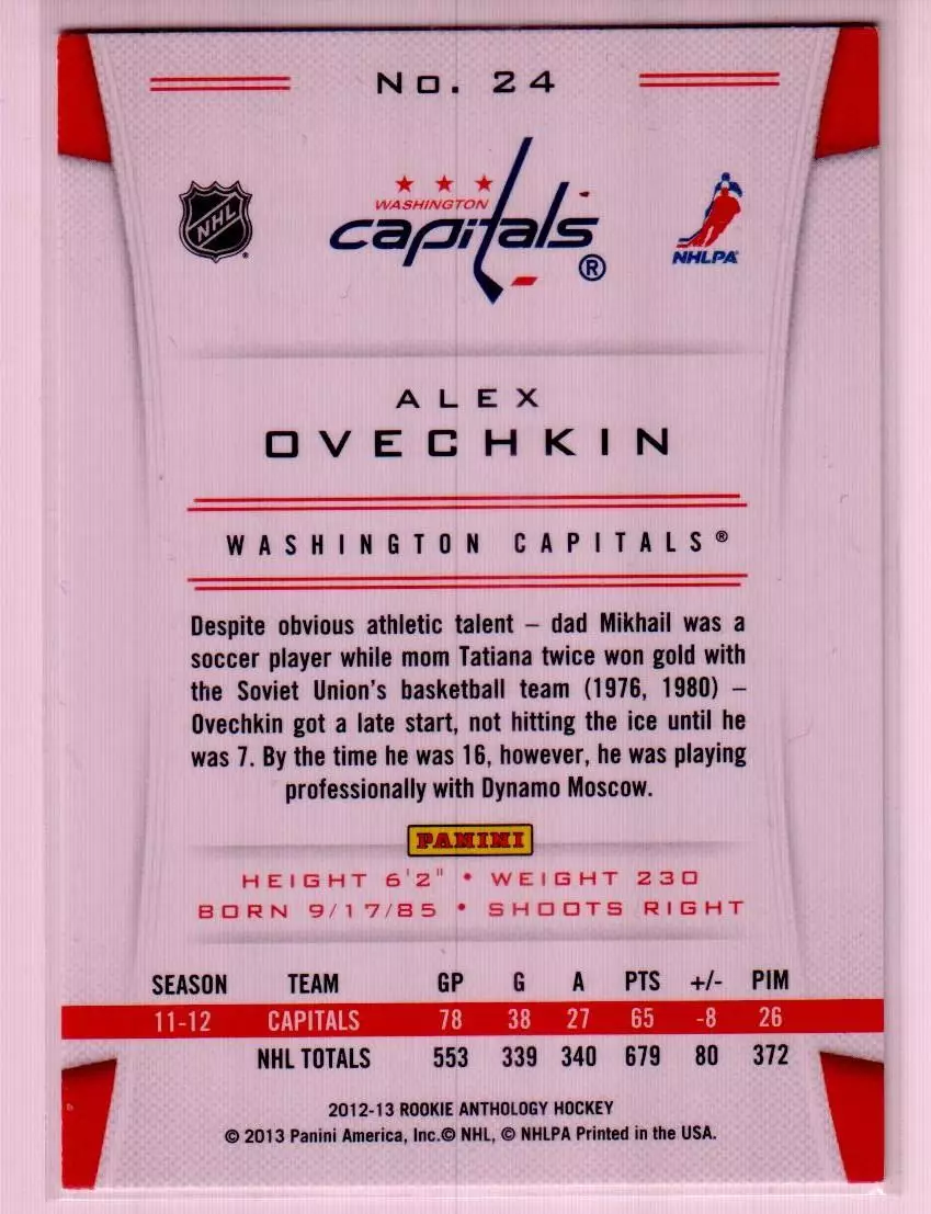 2012-13 Panini Rookie Anthology #24 Alex Ovechkin 1