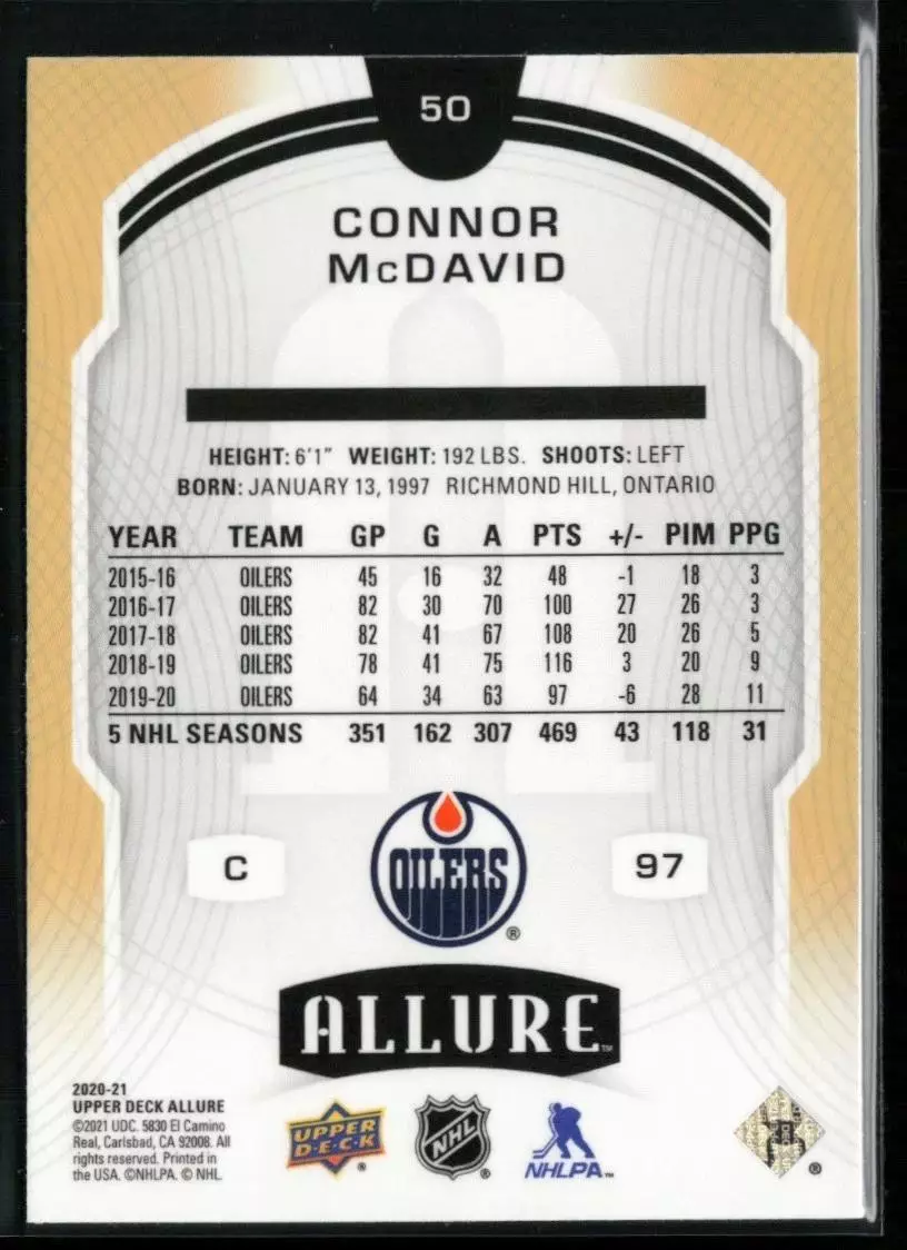 2020-21 Upper Deck Allure #50 Connor McDavid 1
