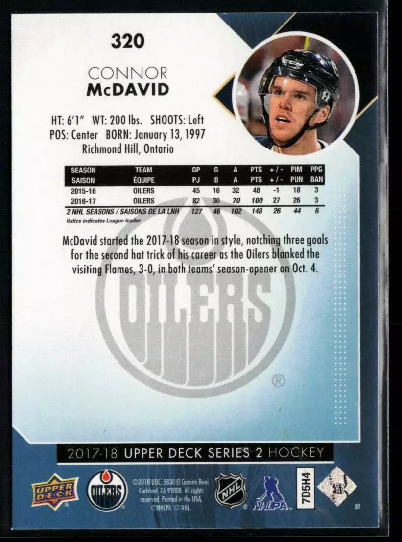 2017-18 Upper Deck #320 Connor McDavid 1