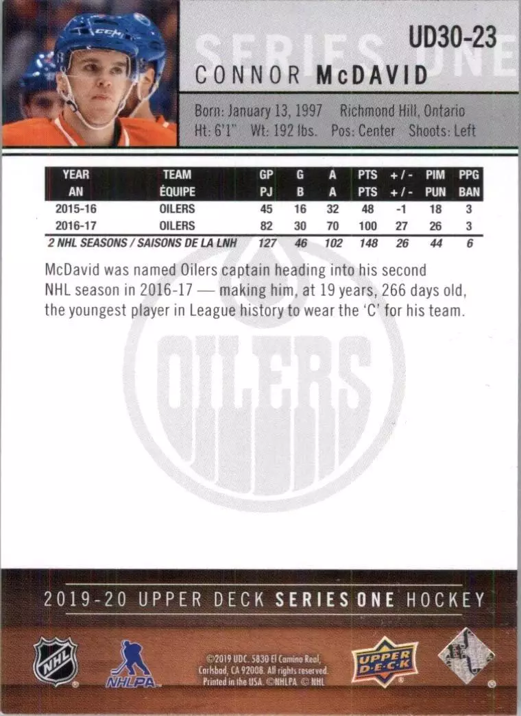 2019-20 Upper Deck 30 Years of Upper Deck #UD3023 Connor McDavid 1