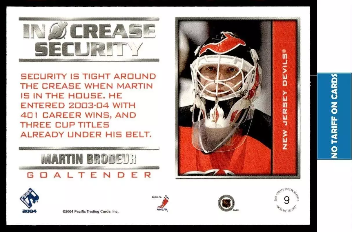 2003-04 Private Stock Reserve Increase Security #9 Martin Brodeur 1