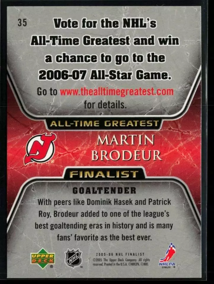 2005-06 Upper Deck All-Time Greatest #35 Martin Brodeur 1