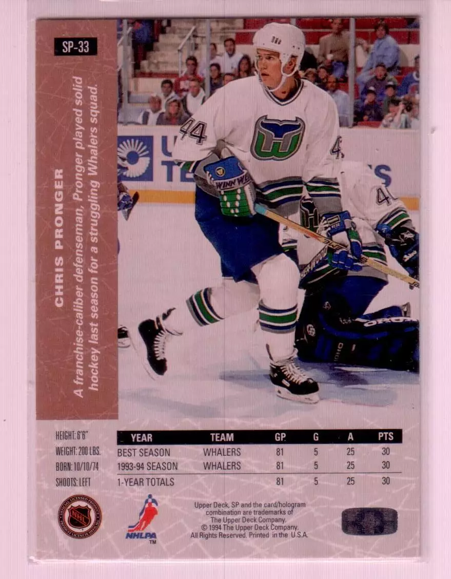1994-95 Upper Deck SP Inserts #SP33 Chris Pronger 1