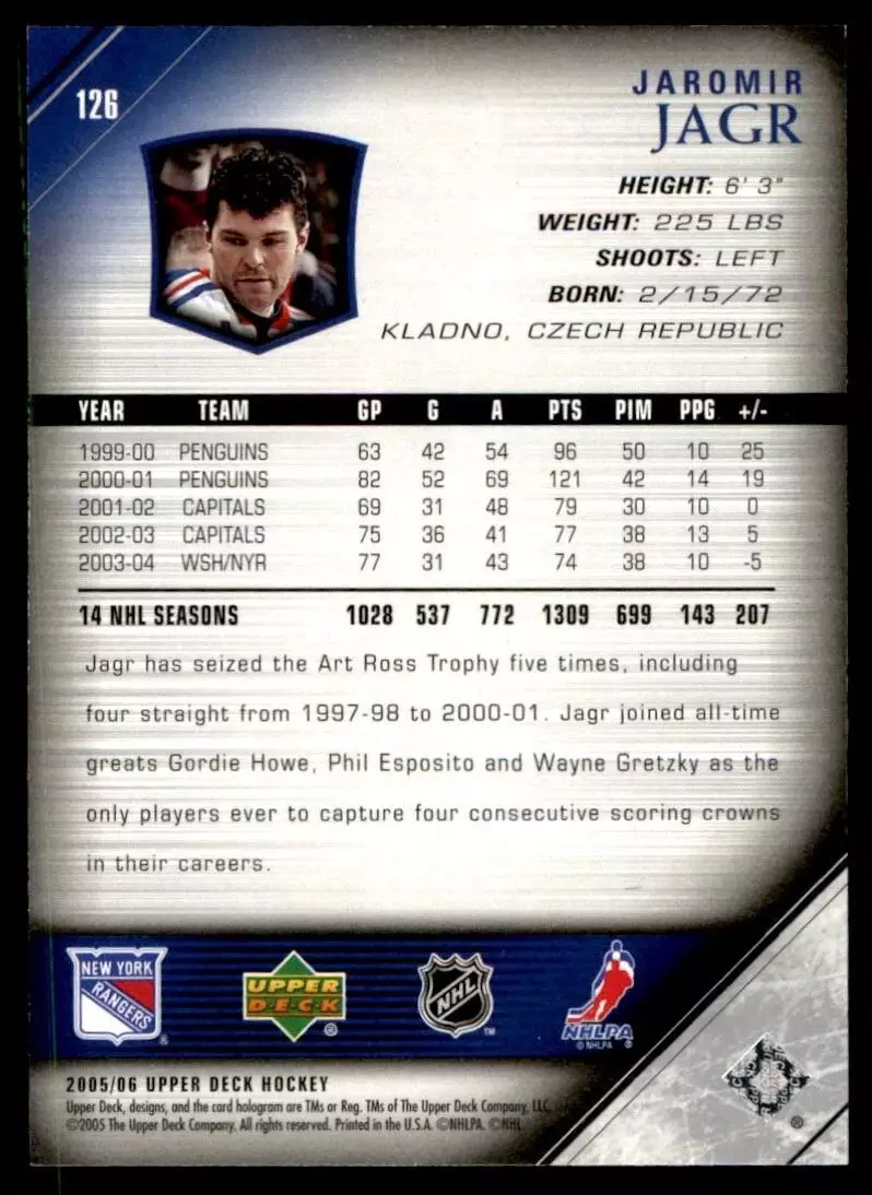 2005-06 Upper Deck #126 Jaromir Jagr 1