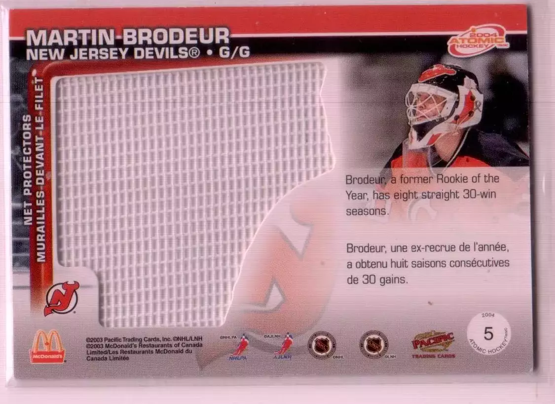 2003-04 McDonald's Pacific Net Fusions #5 Martin Brodeur 1