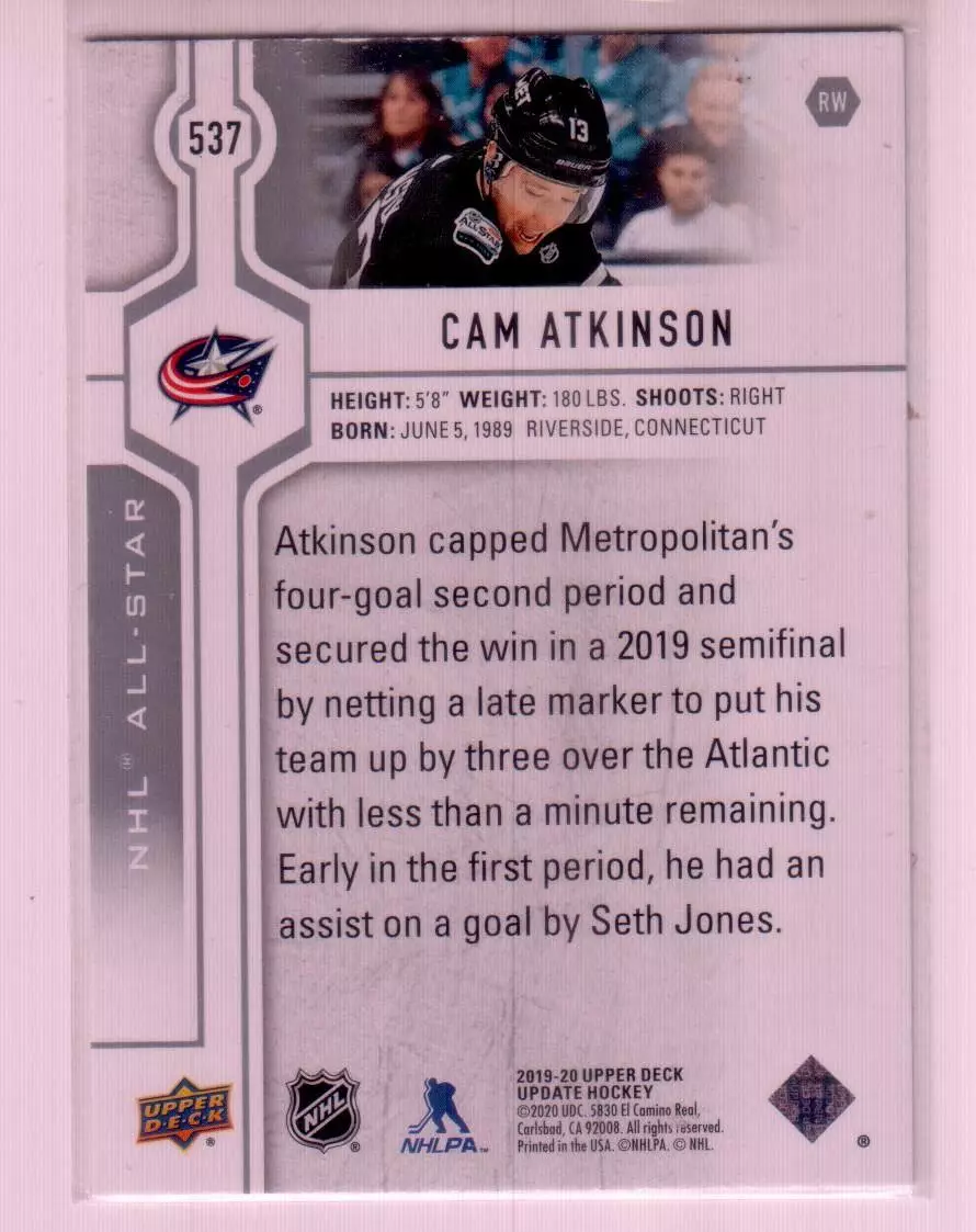 2019-20 Upper Deck #537 Cam Atkinson AS 1