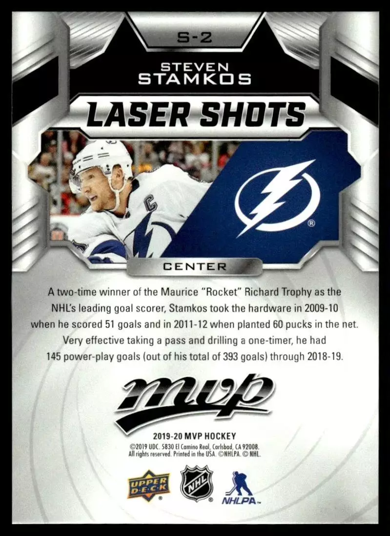 2019-20 Upper Deck MVP Laser Shots #S2 Steven Stamkos 1
