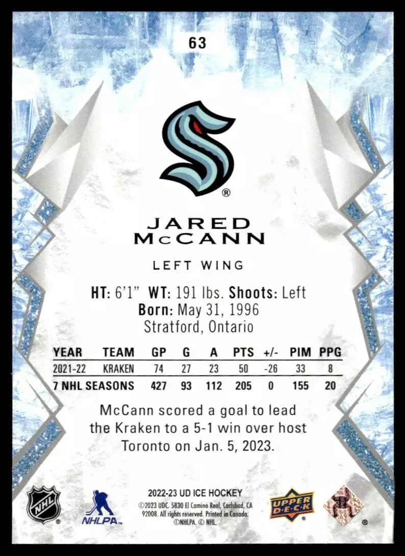 2022-23 Upper Deck Ice #63 Jared McCann 1