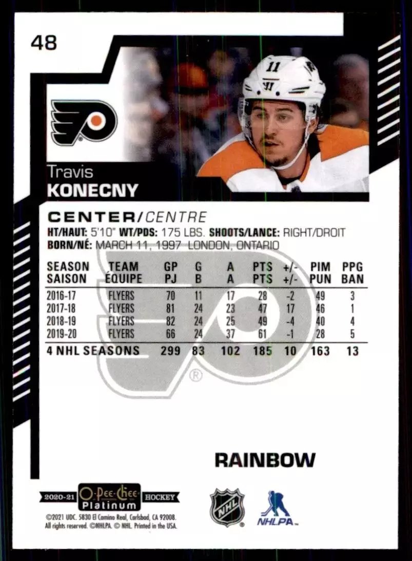 2020-21 O-Pee-Chee Platinum Rainbow #48 Travis Konecny 1
