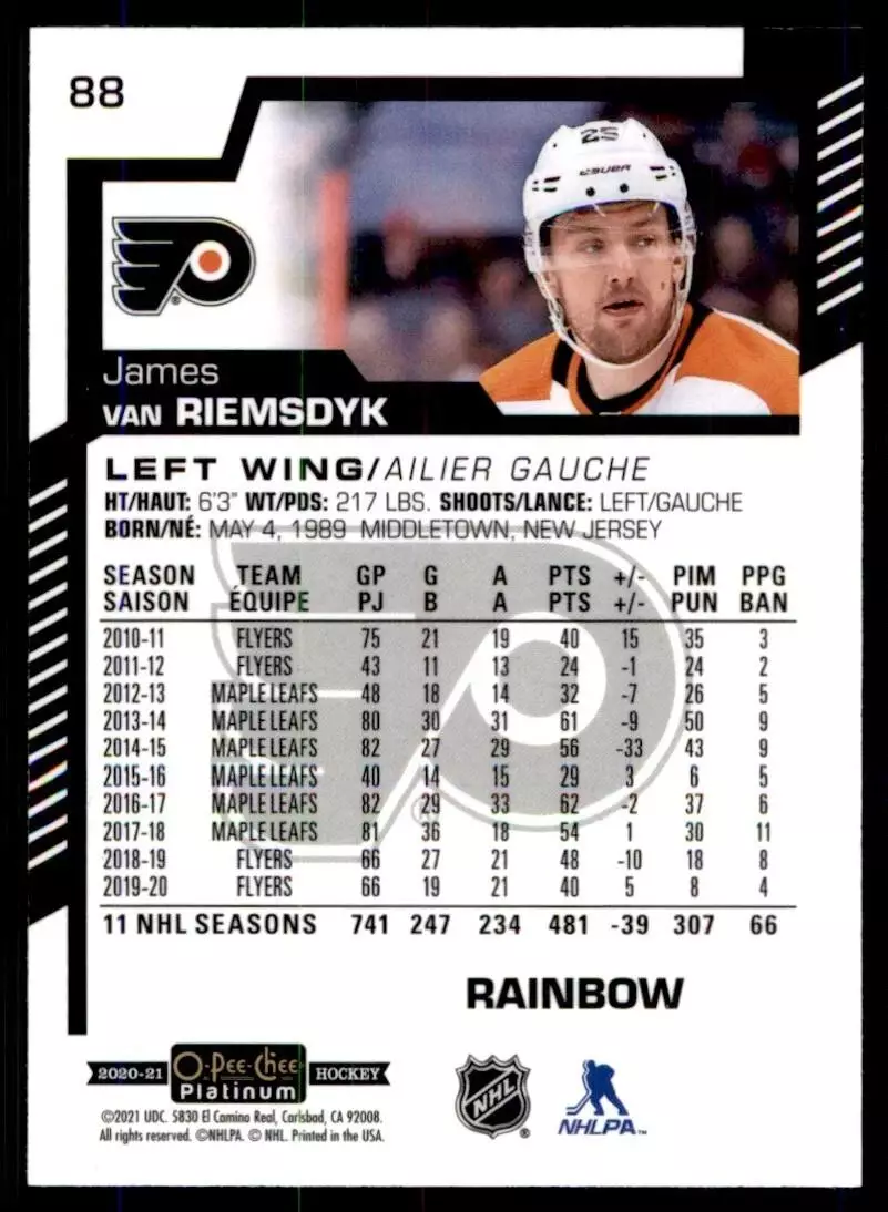 2020-21 O-Pee-Chee Platinum Rainbow #88 James van Riemsdyk 1