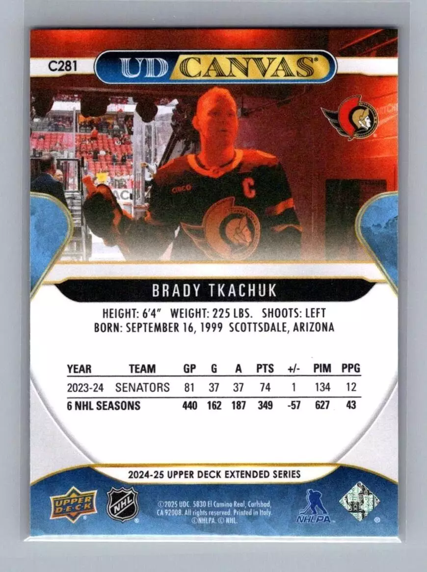 2024-25 Upper Deck UD Canvas #C281 Brady Tkachuk 1