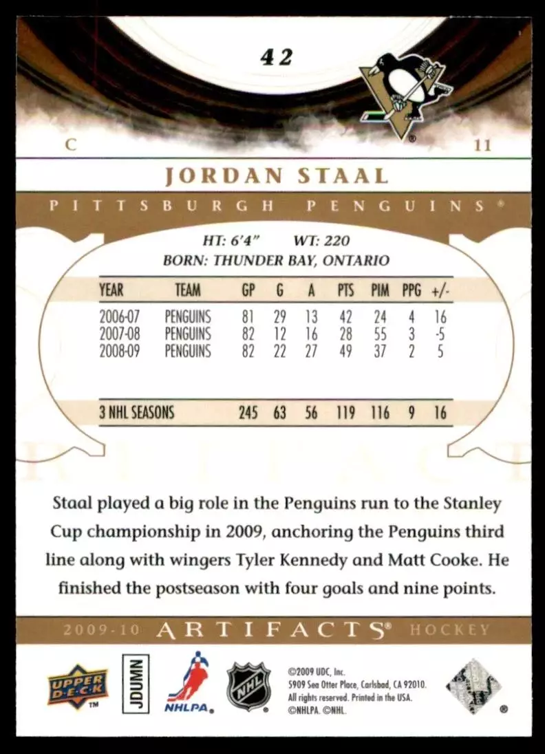 2009-10 Artifacts #42 Jordan Staal 1