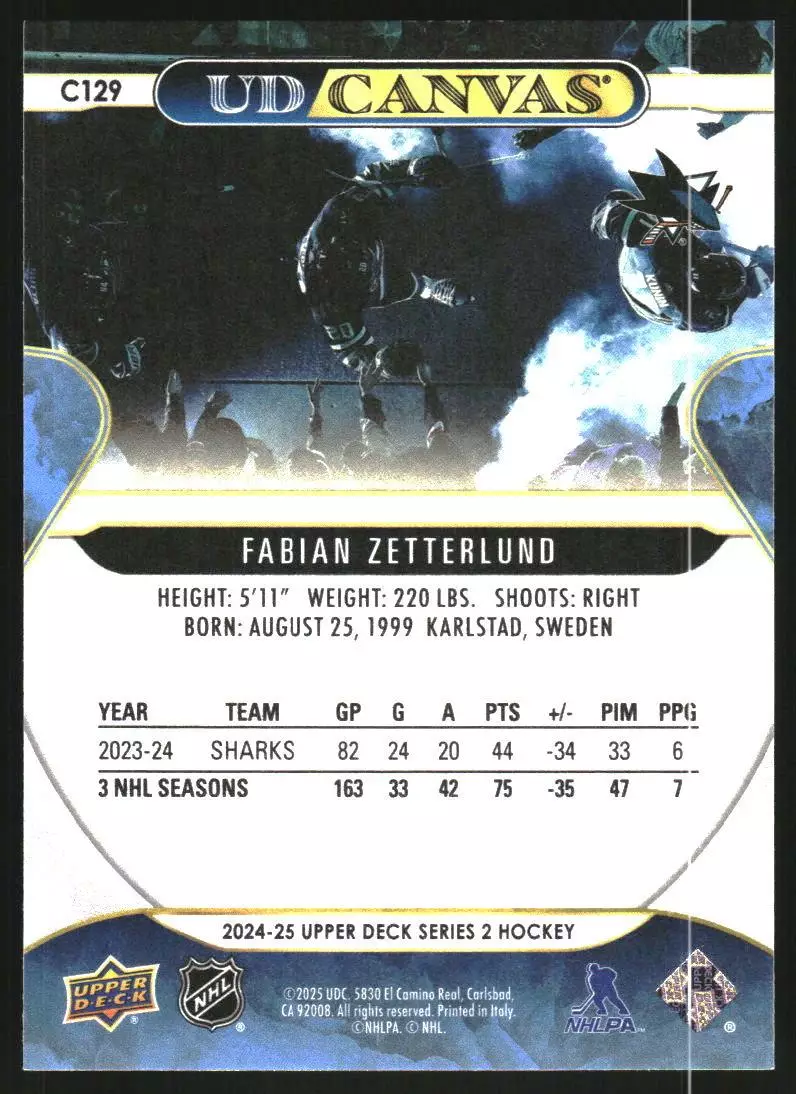 2024-25 Upper Deck UD Canvas #C129 Fabian Zetterlund 1