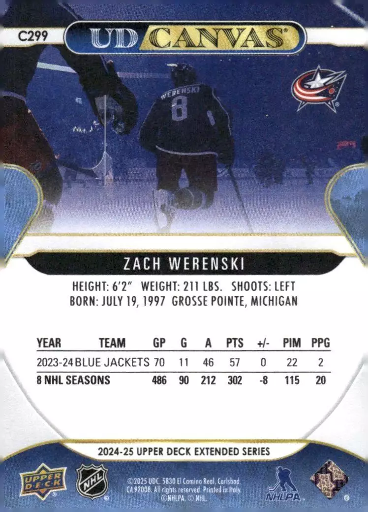 2024-25 Upper Deck UD Canvas #C299 Zach Werenski 1