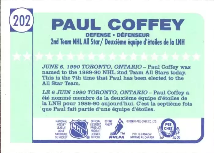 1990-91 O-Pee-Chee #202 Paul Coffey AS2 1