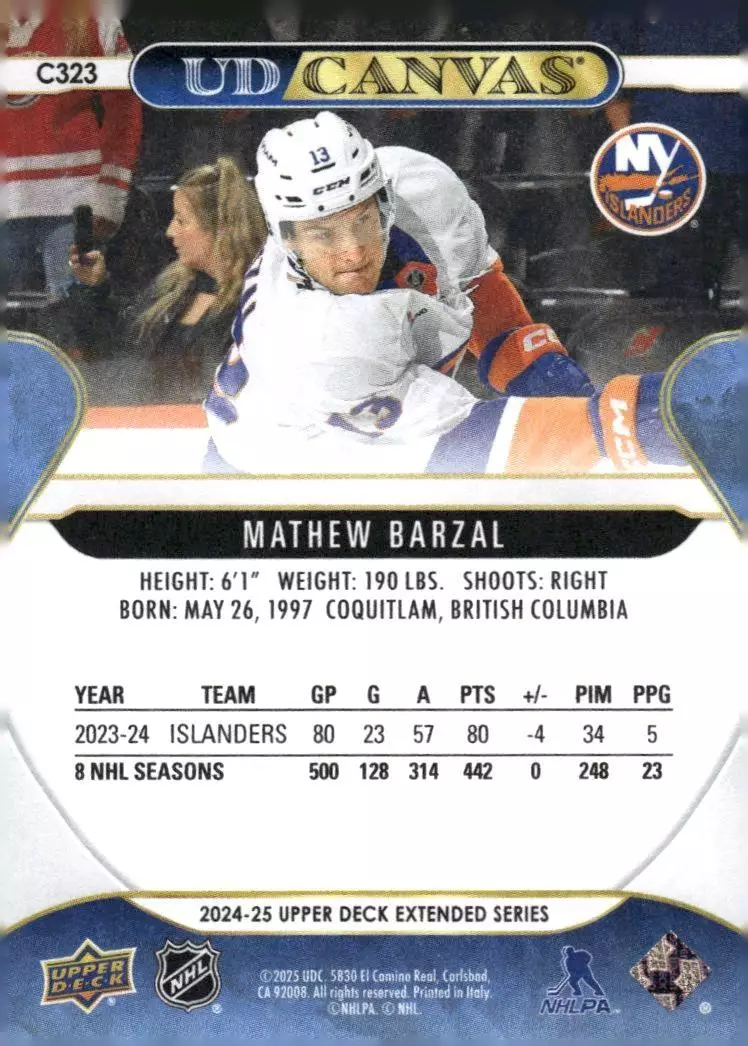2024-25 Upper Deck UD Canvas #C323 Mathew Barzal 1