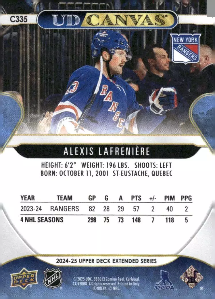 2024-25 Upper Deck UD Canvas #C335 Alexis Lafreniere 1