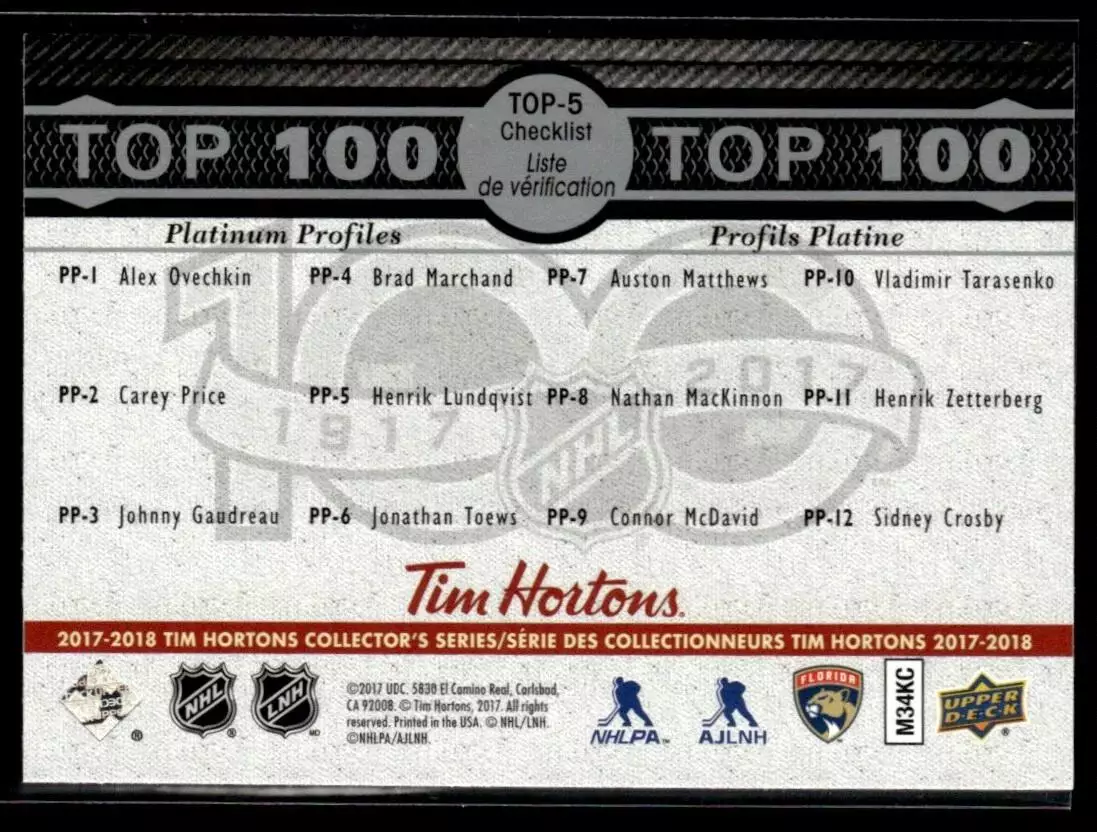 2017-18 Upper Deck Tim Hortons Top 100 #TOP5 Jaromir Jagr 1