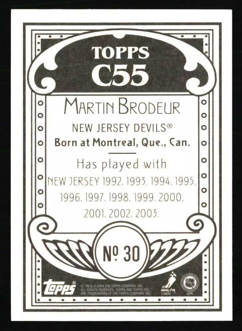 2003-04 Topps C55 #30B Martin Brodeur Full Length 1
