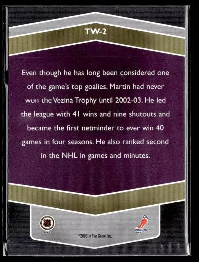 2003-04 ITG Action Trophy Winners #TW2 Martin Brodeur 1