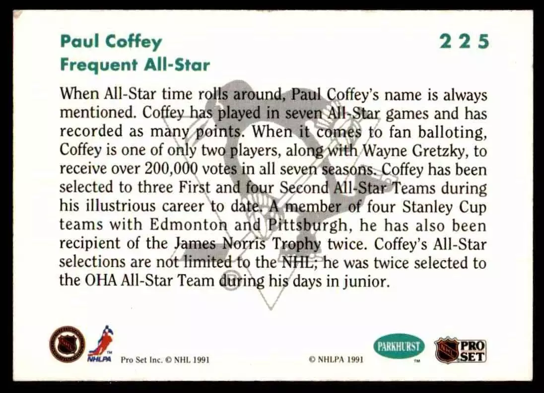 1991-92 Parkhurst #225 Paul Coffey AS 1