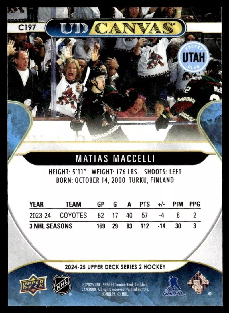2024-25 Upper Deck UD Canvas #C197 Matias Maccelli 1