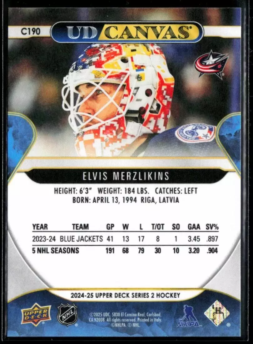 2024-25 Upper Deck UD Canvas #C190 Elvis Merzlikins 1