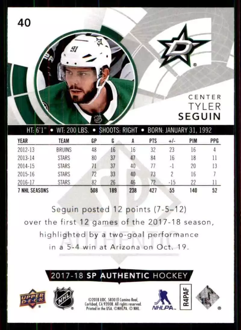 2017-18 SP Authentic #40 Tyler Seguin 1