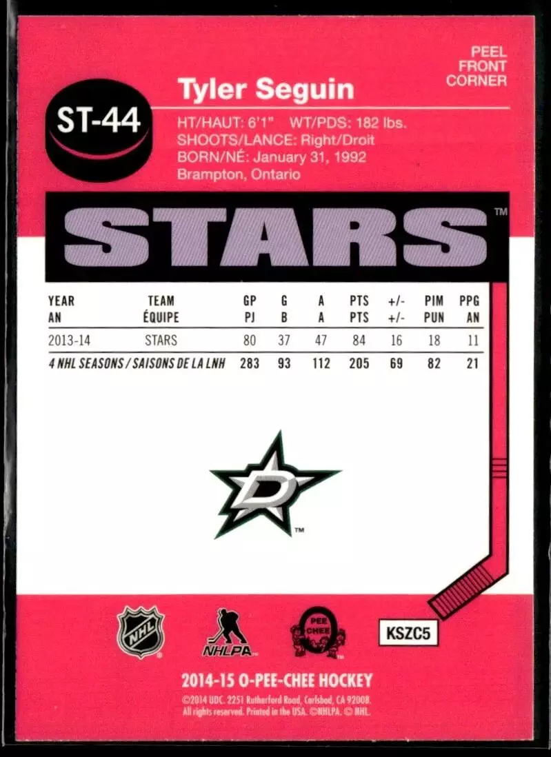 2014-15 O-Pee-Chee Stickers #ST44 Tyler Seguin 1